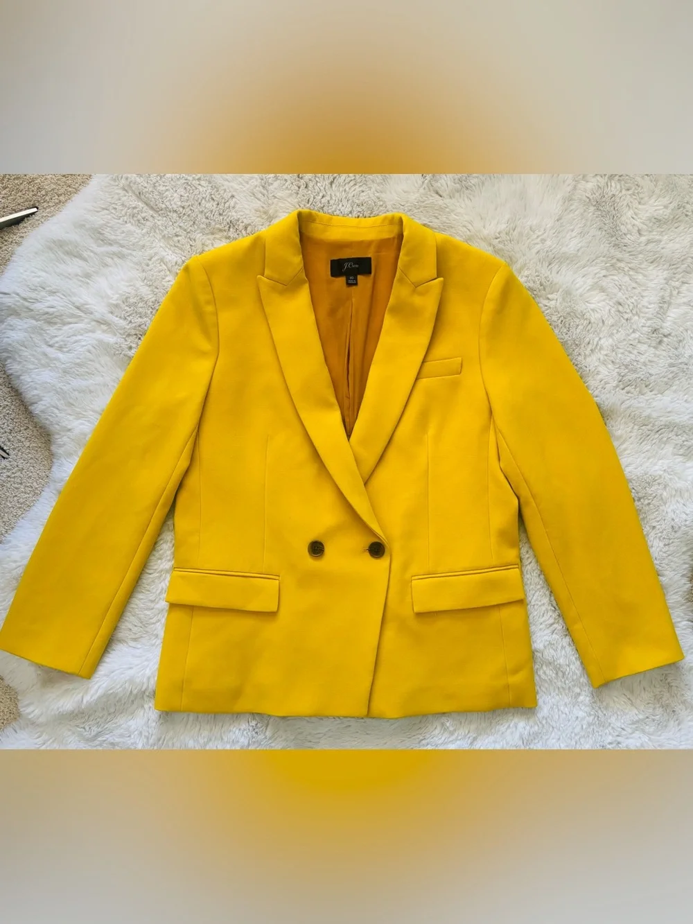 J. Crew Mustard Yellow Dover Double Breasted Blazer Size: 10 - Picture 3 of 8